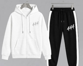 Oversized Mens Fleece Tracksuit Set, Cotton Blend Winter Warmth, Streetwear Jogger