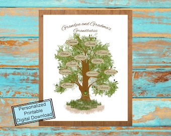 but our hearts forever hold our hands for a little while Grandchildren family tree hand painted chalkboard custom