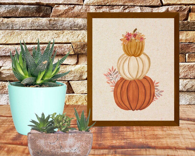 Printable Stacked Pumpkins Fall Décor Wall Art for Autumn - Etsy