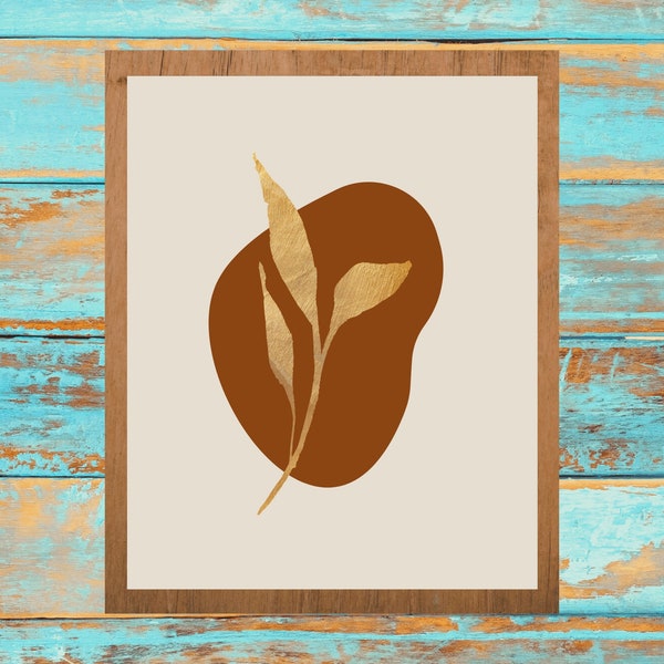 Boho Leaves Wall Art, Modern Plant Artwork, Poster Print, Abstract Art Print, Bohemian Décor, Foliage Print, Botanical Art, New Home Gift