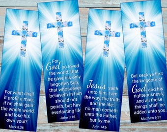 Printable Bible Verse Bookmarks with Cross