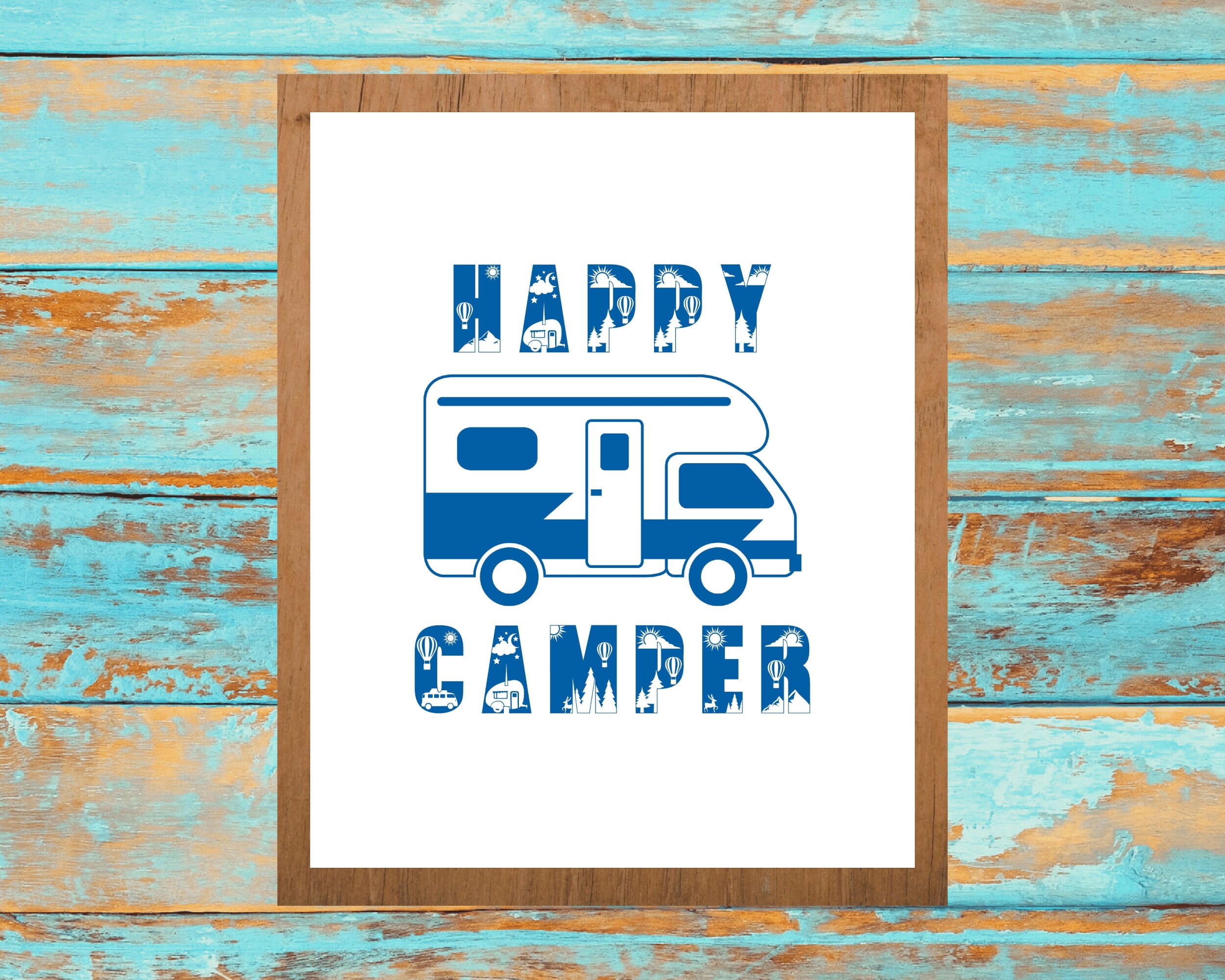 Happy Camper, Printable Wall Art, Class C RV, Motorhome Decor, Camper ...