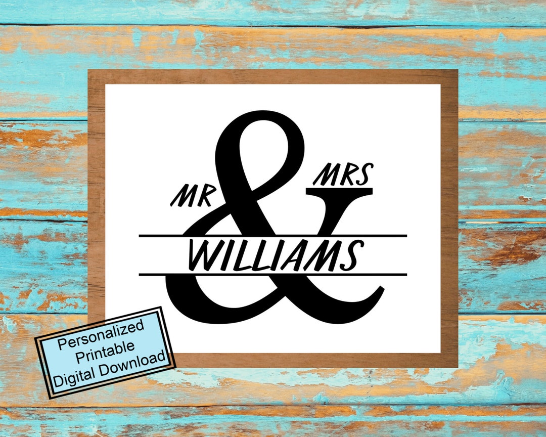 Mr and Mrs, Printable Wall Art, Download Print, Custom Art Print ...