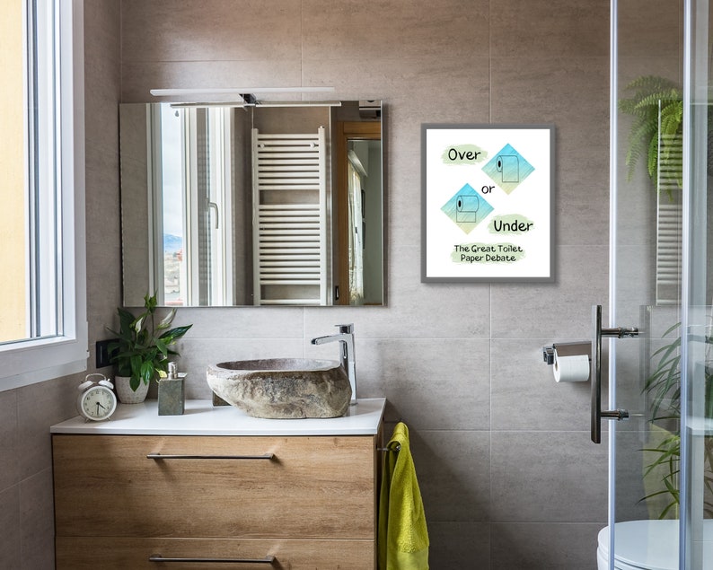 Over Under Toilet Paper Debate, Printable Wall Art, Toilet Paper Sign ...