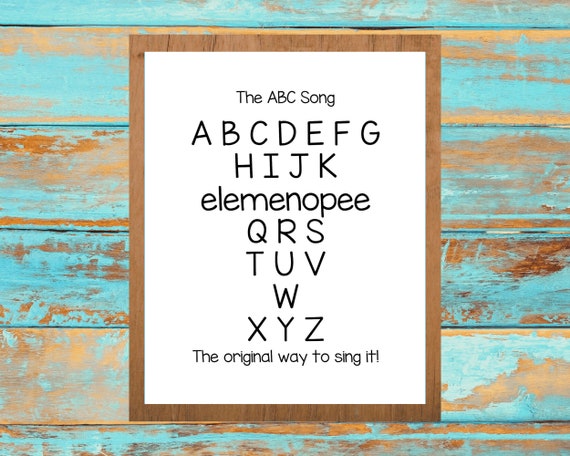 the abc song printable art print original alphabet song the etsy