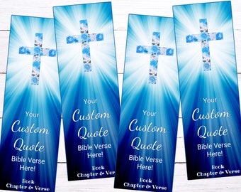 Printable Custom Bible Verse Bookmarks with Cross Personalized