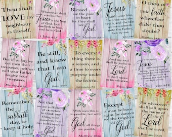 Bible Verse Printable Cards, Lunch Box Notes, Printable Scripture Cards, Faith Cards, Christian Journal Cards, Hang Tag, bwf2