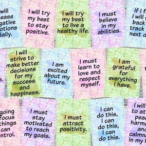 Printable Flowers Affirmation Cards, Lunch Box Notes, Encouragement Cards, Motivation Cards, Positive Affirmations, Junk Journal Kit, af1