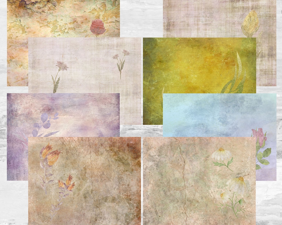 Floral Grunge Printable Paper for Junk Journal, Botanical Journal Album ...