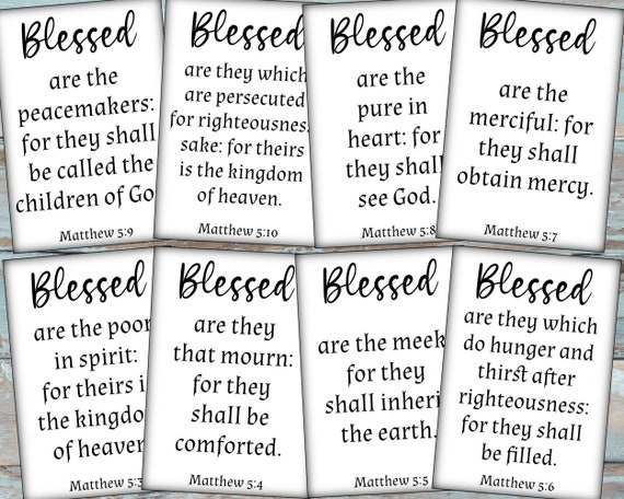 Printable Ink Saver Beatitude Bible Verses Sermon on the Mount Scripture Cards - Etsy Printable Ink Saver Beatitude Bible Verses Sermon on the Mount Scripture Cards - Etsy