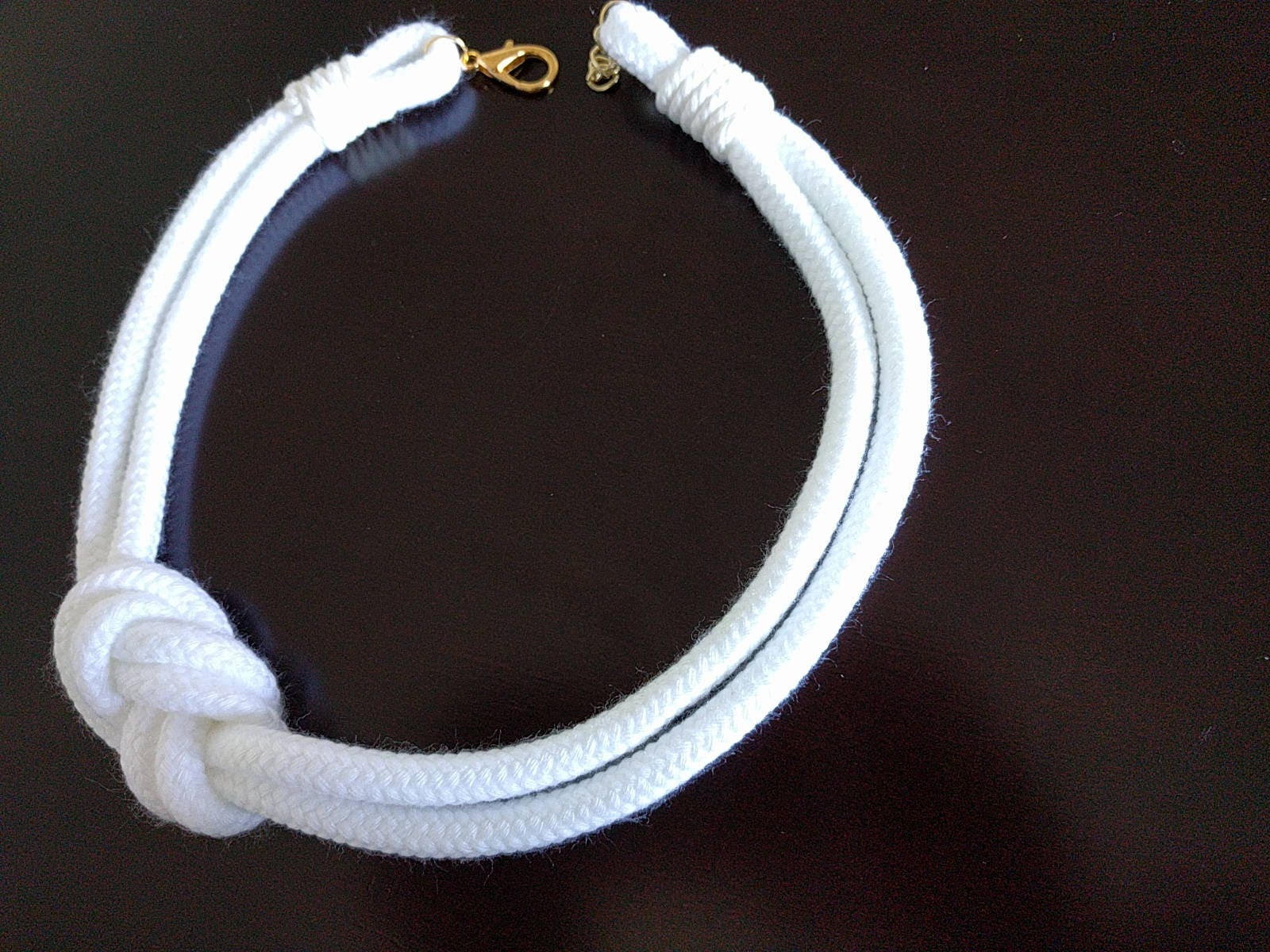 Nautical Rope White White Nautical Rope Necklace: Minimalist Sailor Knot Statement Necklace ...