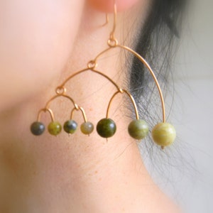 Serpentine Earrings Mobile Earrings Sway Moving Earrings Modern Art Earrings Brass Kinetic Earrings Geometric Earrings Gold Drop earrings