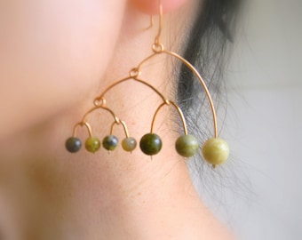 Serpentine Earrings Mobile Earrings Sway Moving Earrings Modern Art Earrings Brass Kinetic Earrings Geometric Earrings Gold Drop earrings