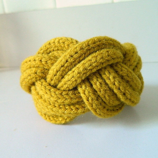 Wide Cuff Bracelet Knit Bracelet Mustard Yellow Sailor Knot Bracelet Fall Colors Nautical Bracelet Celtic Chunky bracelet Eco Friendly