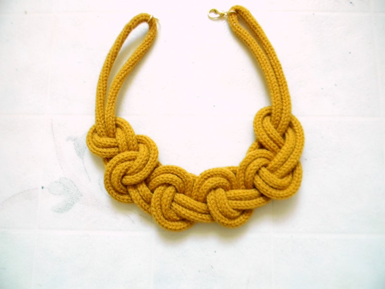 Statement Necklace Fabric Knit Necklace Big Knot Necklace Bib Etsy