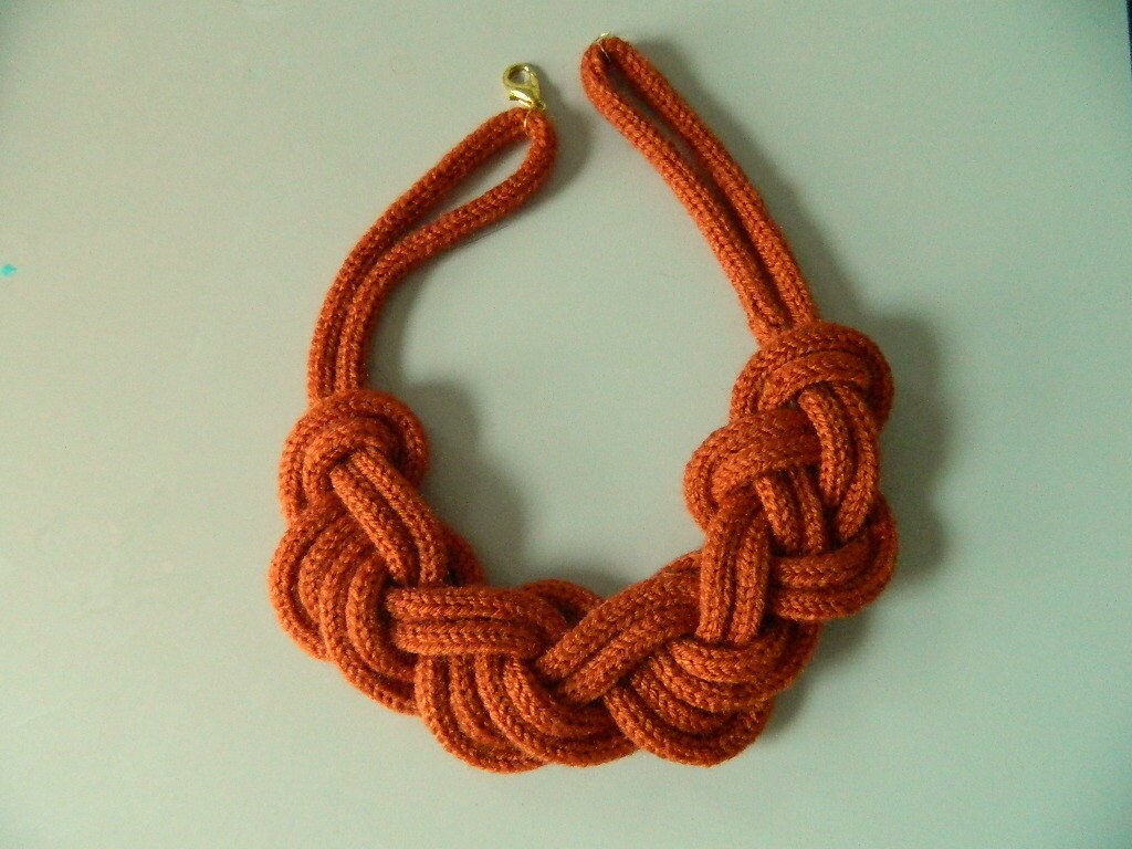 Statement Necklace Fabric Knit Necklace Big Knot Necklace Bib Etsy