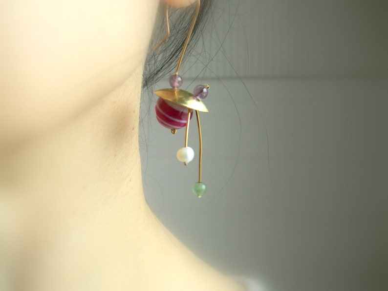 Mobile Earrings Modern Art Earrings Contemporary Earrings Brass Lightweight Earrings Statement Earrings Geometric Earrings Gift For Her image 1
