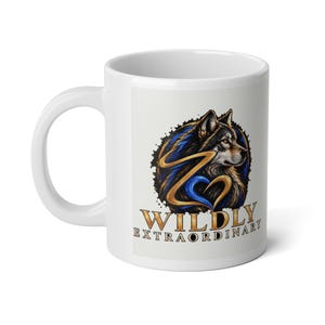 Kubek z logo „Dzikiego Wilka” | Duży kubek do kawy 20 uncji | Inspirujący prezent | Motywujący kubek do kawy