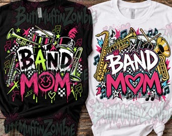 Band Mom Marching Band PNG, Punk Rock Style, DTF Print Ready (Digital Download)