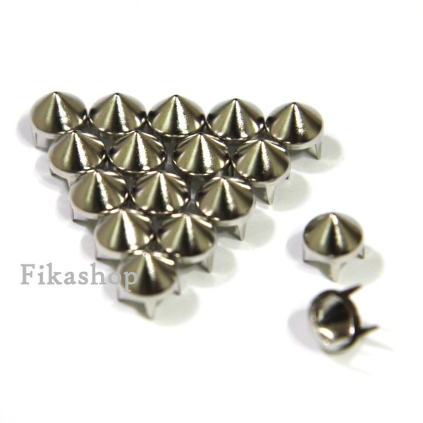 9mm 300pcs Silver conical studs ( 4 legs )/ HIGH Quality - Fikashop