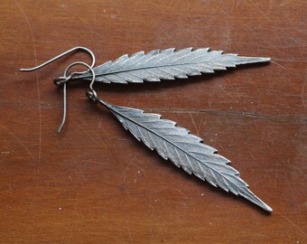 large cannabis leaf earrings | .925 sterling silver | made in colorado with love | Sour Diesel strain