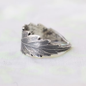 adjustable canna-leaf ring | oxidized .925 sterling silver | made with love in Colorado