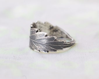 adjustable canna-leaf ring | oxidized .925 sterling silver | made with love in Colorado