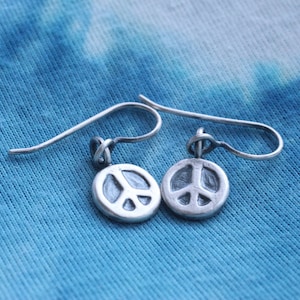 peace sign charm earrings +/ necklace set | sterling silver oxidized finish