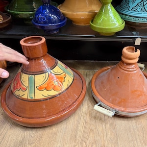 Tajín Marroquí de Arcilla Natural | Tajine Hecho en Marruecos | Olla de Barro para Guisar | Moroccan Tagine Pot | 32 cm