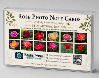 Rose Photo Note Cards, Set of 12, Original Photography, Blank Inside