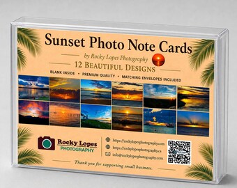Sunset Photo Note Cards, Set of 12, Original Photography, Blank Inside