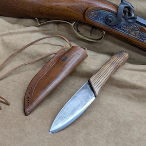Hand forged knife: Made in Canada, black powder patch knife, rendezvous, western, viking
