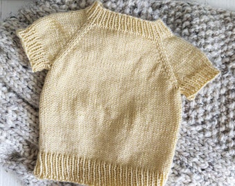 Sweater - Baby Sweater - Infant Sweater - Raglan Sweater - Baby - Infant - Baby Wear - Infant Wear - Short Sleeve - Yellow - Pale Yellow