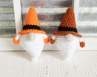 Ghost Gnome - Halloween Gnome - Mini Gnome - Gnome - Ghost - Halloween - Orange Hat - Witches Hat - Witch Hat - Witch - Halloween Decor