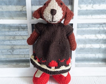 Dog - Puppy - Pup - Dog in Dress - Toadstool - Mushroom - Forest - Dog Clothes - Dog Dress - Stuffed Dog - Toy Dog - Dog Toy - Dog Plush