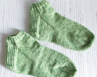 Sock - Handmade Sock - Women's Sock - Hand Knit - Hand Knit Sock - Green Sock - Sparkle Sock - Ankle Sock - Sparkle - Green