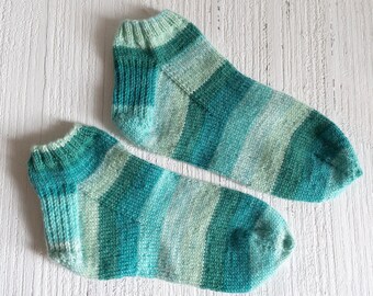 Sock - Handmade Sock - Women's Sock - Hand Knit - Hand Knit Sock - Striped Sock - Ankle Sock - Knit Sock