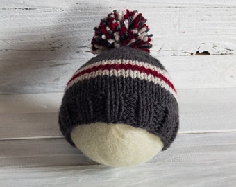 Sock Monkey Hat - Sock Monkey - Hat - Monkey - Traditional - Traditional Sock Monkey - Sock Monkey Stripes - Striped Hat - Beanie - Grey