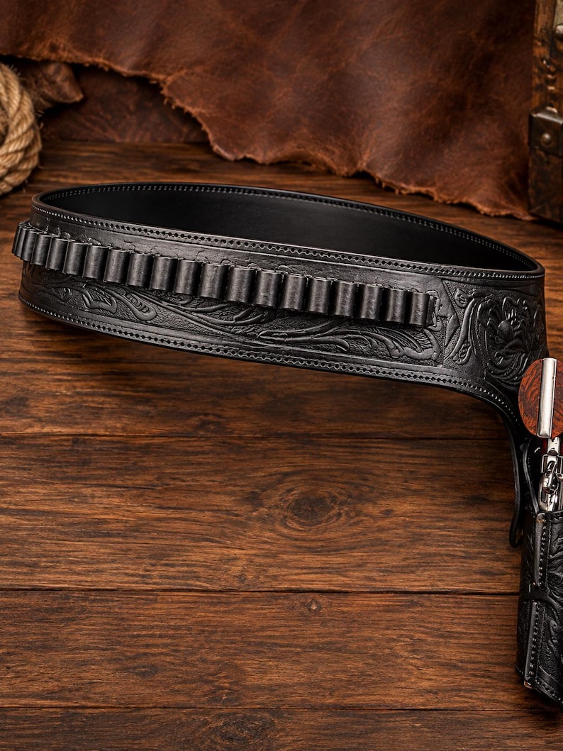 Cosplay Hunting Rifle Buy Black Tooled Leather Western Gun Belt With Holster, Vintage Cowboy ...