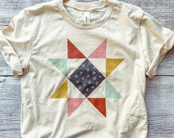 Quilt Block Star Tee / Cotton T-shirt