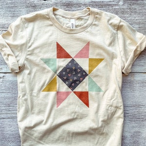 Quilt Block Star Tee / Cotton T-shirt image 1