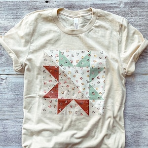 Quilt Block Ditsy Pattern Fill Tee / Cotton T shirt