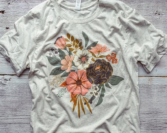 Flower Bouquet Floral Tee / Triblend T Shirt