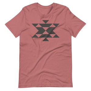 Geo / Southwest / Quilt Block Tee / Cotton T Shirt Mauve