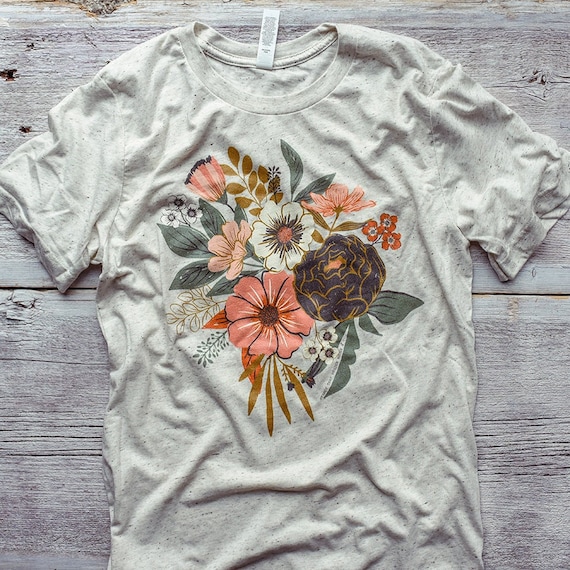 Flower Bouquet Floral Tee / Triblend T Shirt