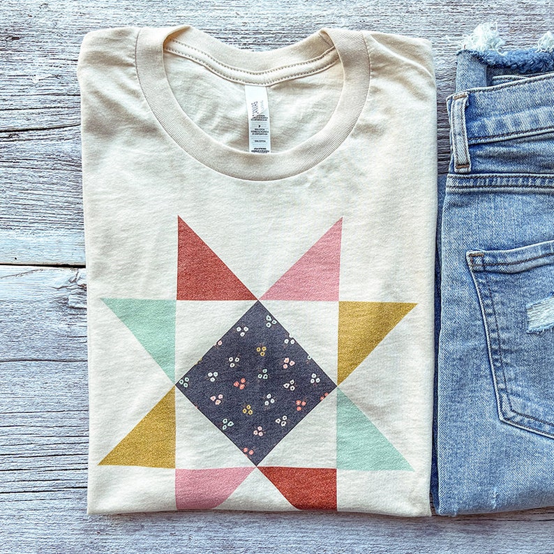 Quilt Block Star Tee / Cotton T-shirt image 2