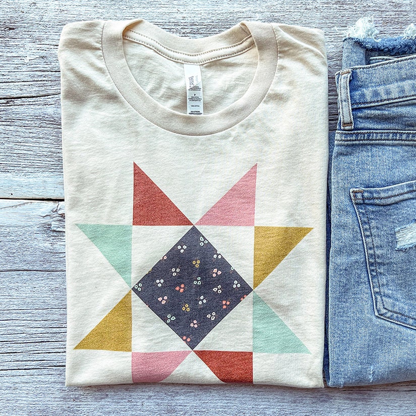 Quilt Block Star Tee / Cotton T-shirt - Etsy