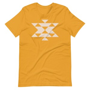 Geo / Southwest / Quilt Block Tee / Cotton T Shirt Mustard