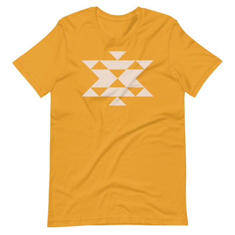 Geo / Southwest / Quilt Block Tee / Cotton T Shirt Mustard