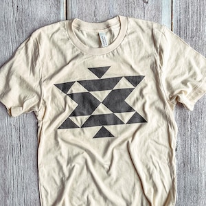 Geo / Southwest / Quilt Block Tee / Cotton T Shirt Soft Cream